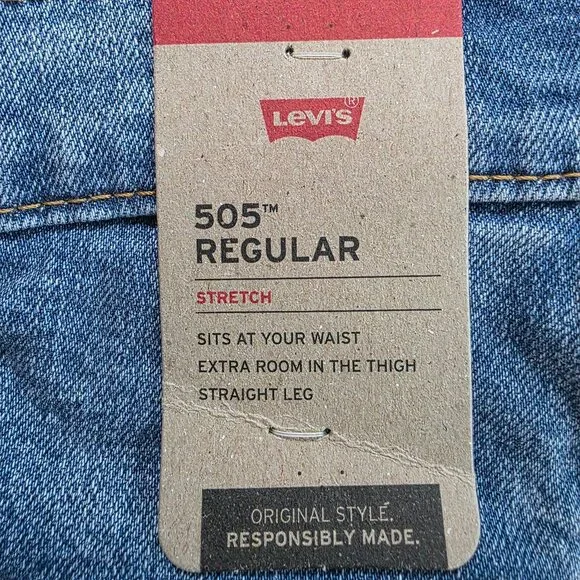 Levi's Men's 505 Jean Regular Fit Straight Leg Stretch Sizes 38x32, 40x30, 42x32 - Picture 3 of 12